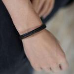 157BBR Armband Zwart-Bruin Dames CHEVRON Collectie