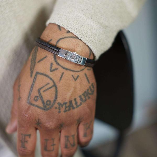 157BBR Armband Zwart-Bruin Heren CHEVRON Collectie