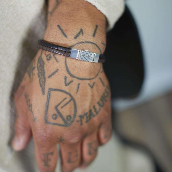 157BBR Armband Zwart-Bruin Heren CHEVRON Collectie