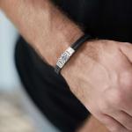 157BLK Armband Zwart Heren CHEVRON Collectie