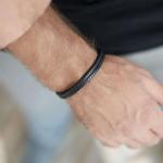 157BLK Armband Zwart Heren CHEVRON Collectie