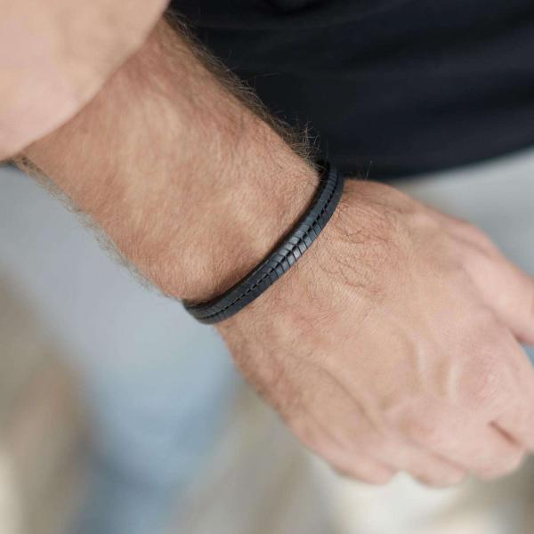 157BLK Armband Zwart Heren CHEVRON Collectie