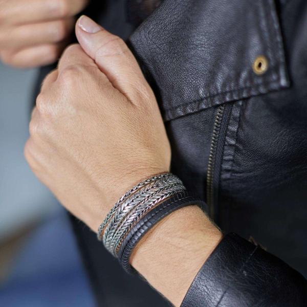 157BLK Armband Zwart Dames CHEVRON Collectie