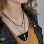 183BLK Ketting Zwart Dames CHEVRON Collectie