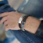 214BBR Armband Zwart-Bruin Heren CLASSIC CHEVRON Collectie