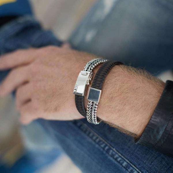 214BBR Armband Zwart-Bruin Heren CLASSIC CHEVRON Collectie