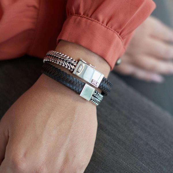 214BBR Armband Zwart-Bruin Dames CLASSIC CHEVRON Collectie