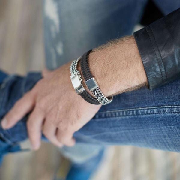 214BBR Armband Zwart-Bruin Heren CLASSIC CHEVRON Collectie