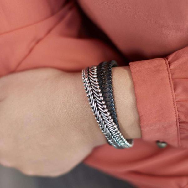 214BBR Armband Zwart-Bruin Dames CLASSIC CHEVRON Collectie