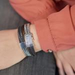 214BBR Armband Zwart-Bruin Dames CLASSIC CHEVRON Collectie