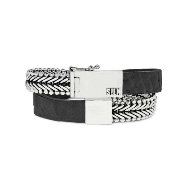 214BKC Armband Zwart Croco CLASSIC CHEVRON Collectie