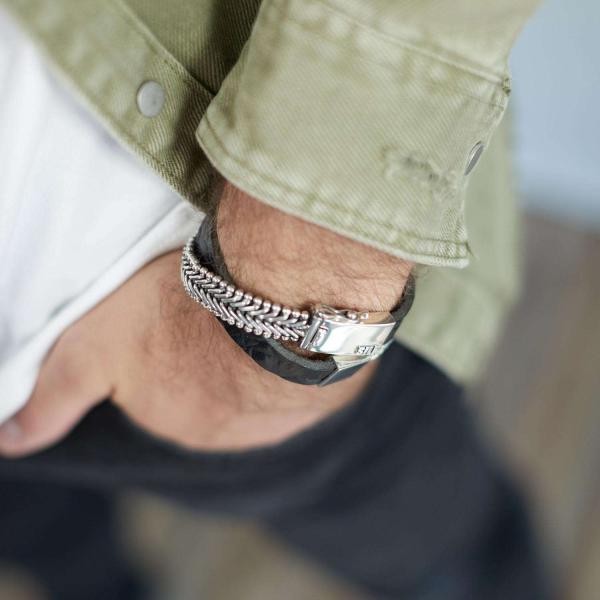 214BKC Armband Zwart Croco Heren CLASSIC CHEVRON Collectie