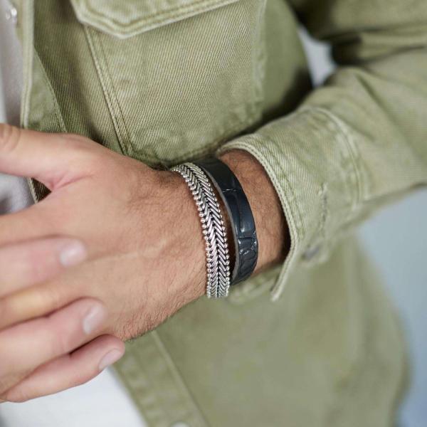 214BKC Armband Zwart Croco Heren CLASSIC CHEVRON Collectie