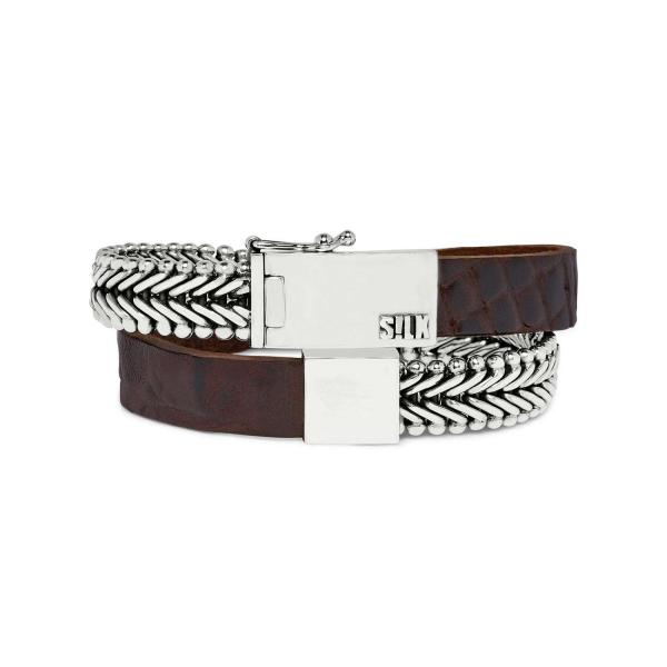 214BRC Armband Bruin Croco CLASSIC CHEVRON Collectie