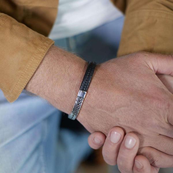 252BLK Armband Zwart Heren CHEVRON Collectie