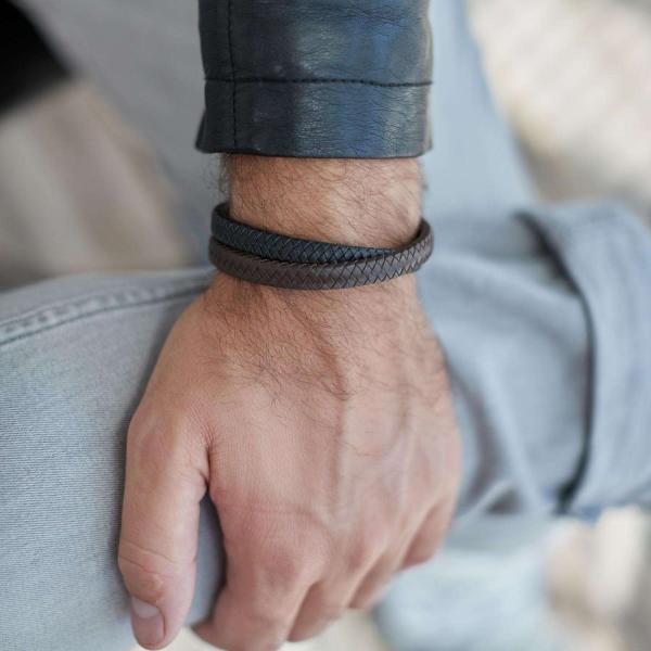 258BBR Armband Zwart-Bruin Heren ALPHA Collectie