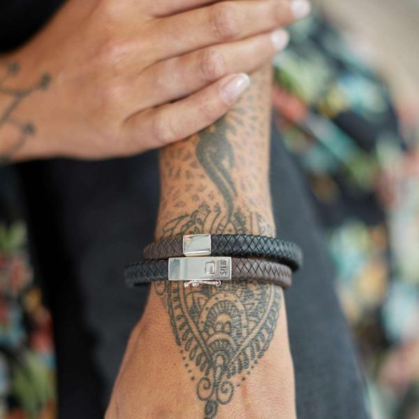 258BBR Armband Zwart-Bruin Dames ALPHA Collectie