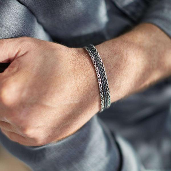 283 armband zilver gepolijst, mat & zwart Heren RAW Collectie