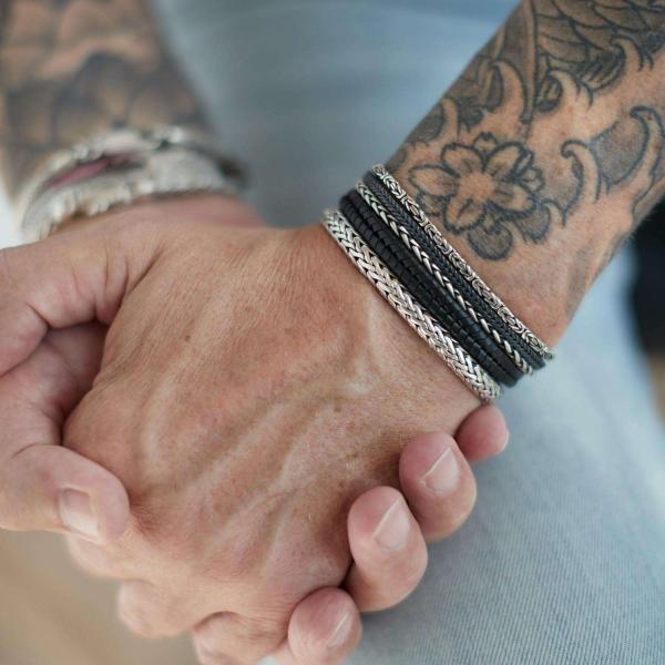 283 armband zilver gepolijst, mat & zwart Heren RAW Collectie