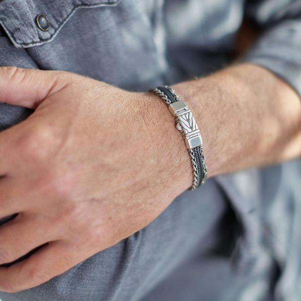 283 armband zilver gepolijst, mat & zwart Heren RAW Collectie