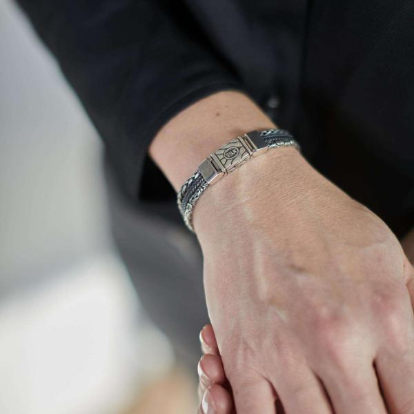 283 armband zilver gepolijst, mat & zwart Dames RAW Collectie