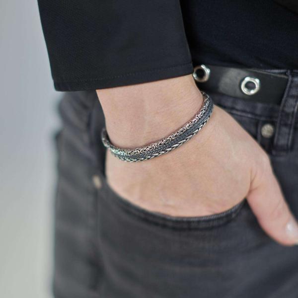 283 armband zilver gepolijst, mat & zwart Dames RAW Collectie