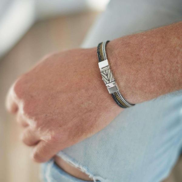 284 armband zilver gepolijst, mat & messing Heren RAW Collectie