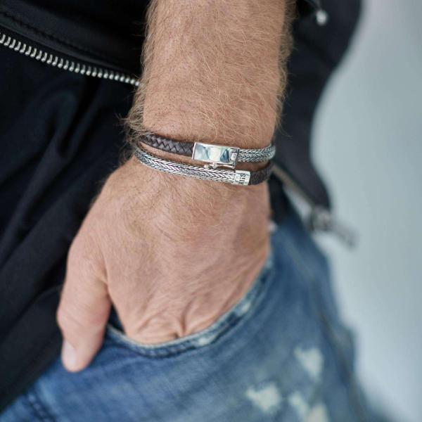 344BRN Armband Bruin Heren ALPHA Collectie