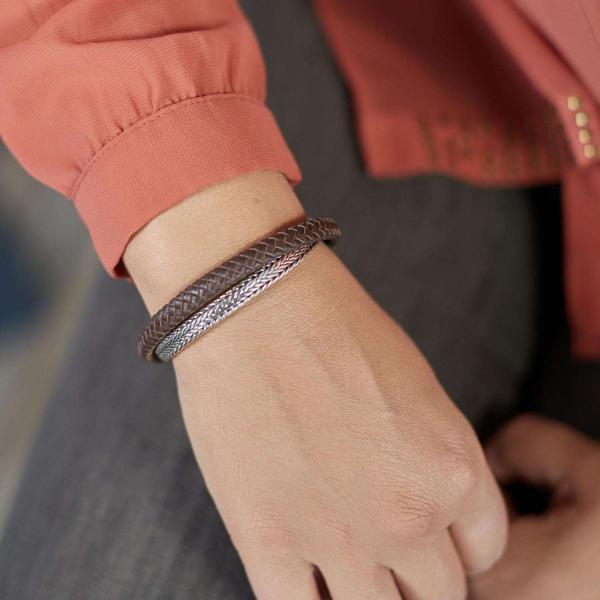 344BRN Armband Bruin Dames ALPHA Collectie