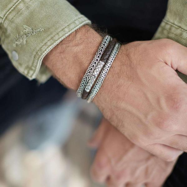 427 Armband  Bruin Heren CROSSLINE Collectie