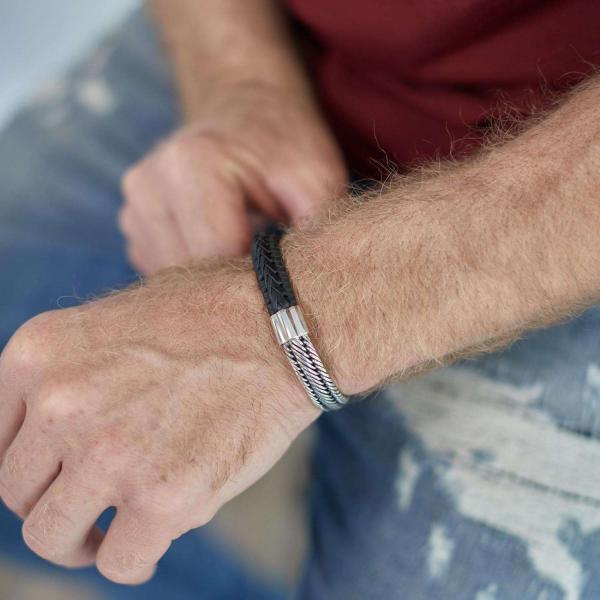 741BLK Armband  Zwart Heren WEAVE Collectie