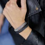 742BLK Armband Leer Zwart Dames WEAVE Collectie