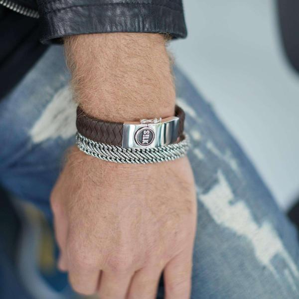 811BRN Armband Bruin Heren ALPHA Collectie