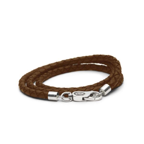 825brn armband collier combo silver & leather brown LEATHER LEATHER Collectie
