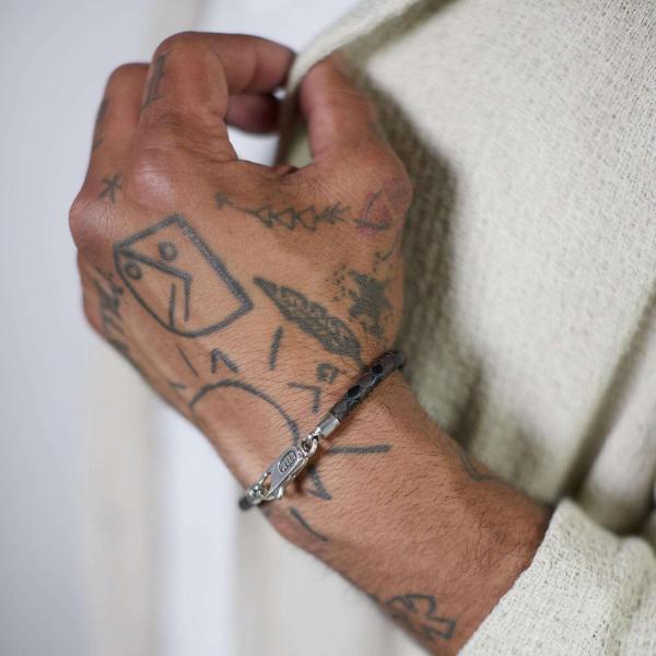 830BBR Armband Zwart-Bruin Heren ROOTS Collectie