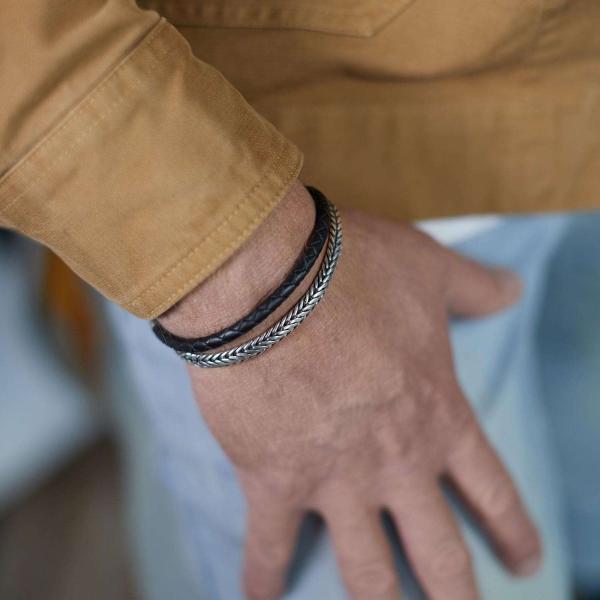 830BLK Armband Zwart Heren ROOTS Collectie