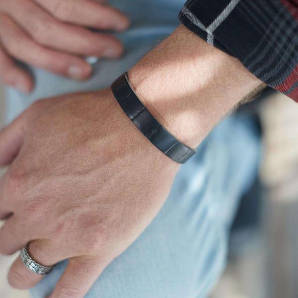 841BKC Armband Zwart Croco Heren ALPHA Collectie