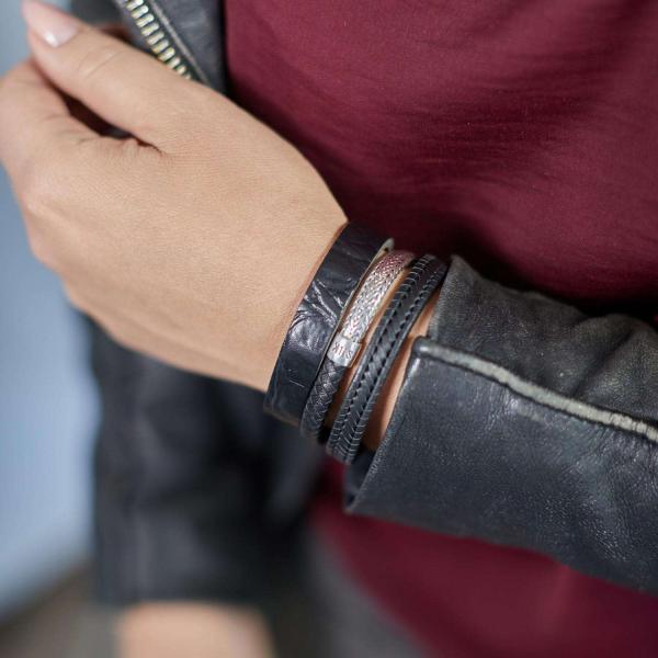 841BKC Armband Zwart Croco Dames ALPHA Collectie