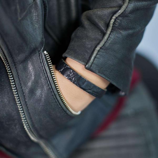 841BKC Armband Zwart Croco Dames ALPHA Collectie