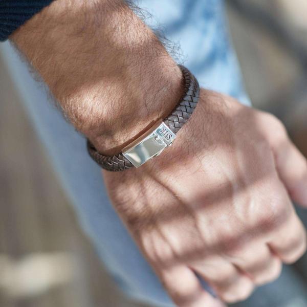 841BRN Armband Bruin Heren ALPHA Collectie