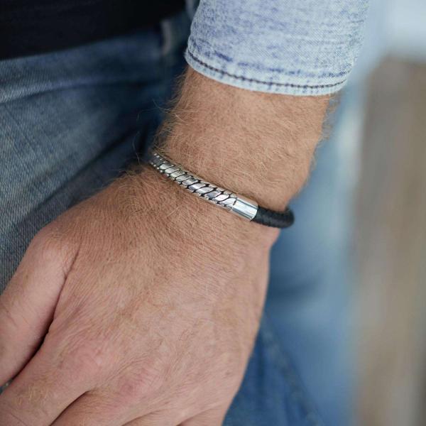 854BLK Armband Zwart Heren BOLD Collectie