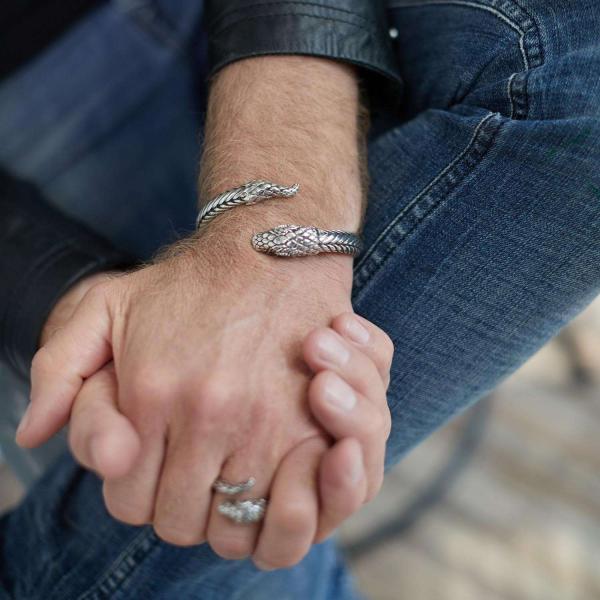 S28 Zilveren Snake Ring Heren