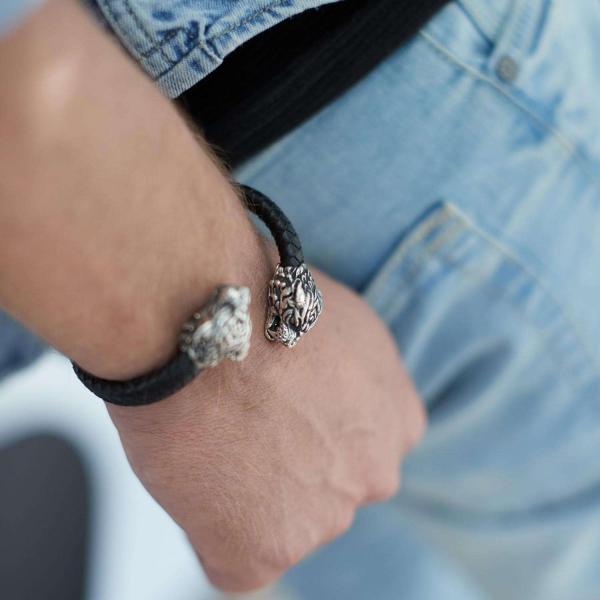 S41 Tijger Armband Leer Heren