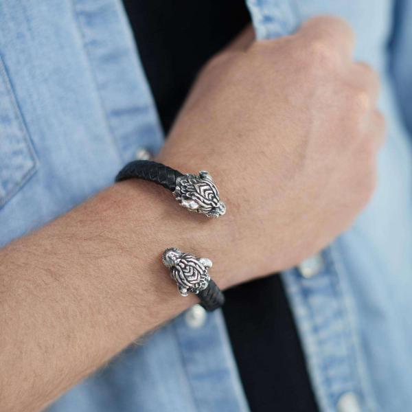 S41 Tijger Armband Leer Heren